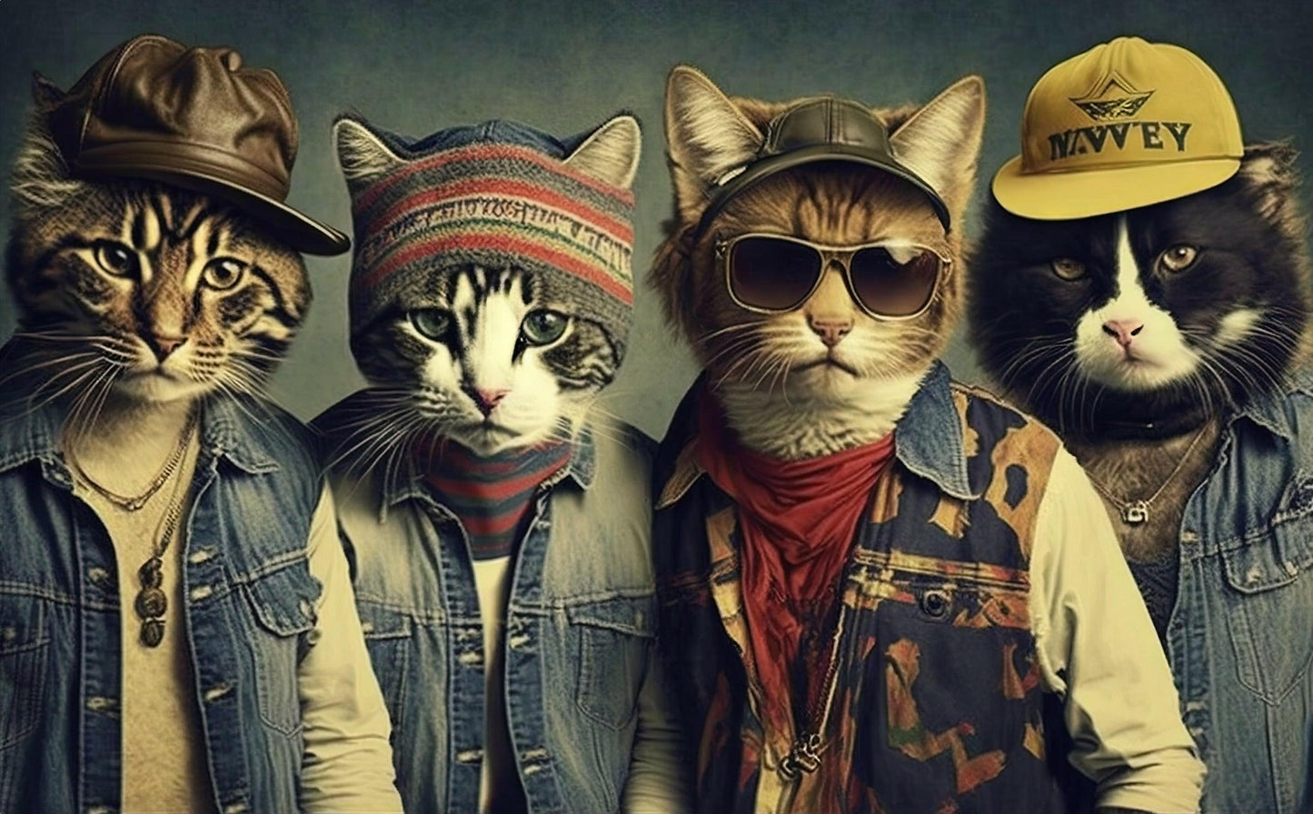 The Village Cats,Very Cool Felines.All On a 2”x3” Metal Refrigerator Magnet.A Funny Magnet For Him or Her..