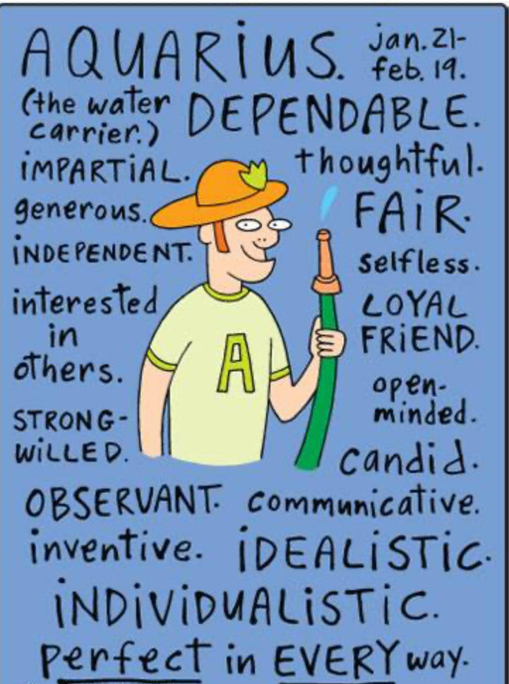 Funny Aquarius Zodiac Sign Jan 21-Feb 19. On a 2.5”x 3.5” Metal Refrigerator Magnet..