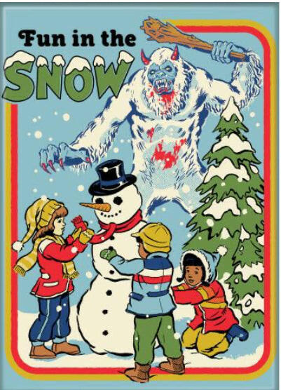 Fun In The Snow. On a 2.5”x 3.5” Metal Refrigerator Magnet.A Funny Magnet For Him or Her..