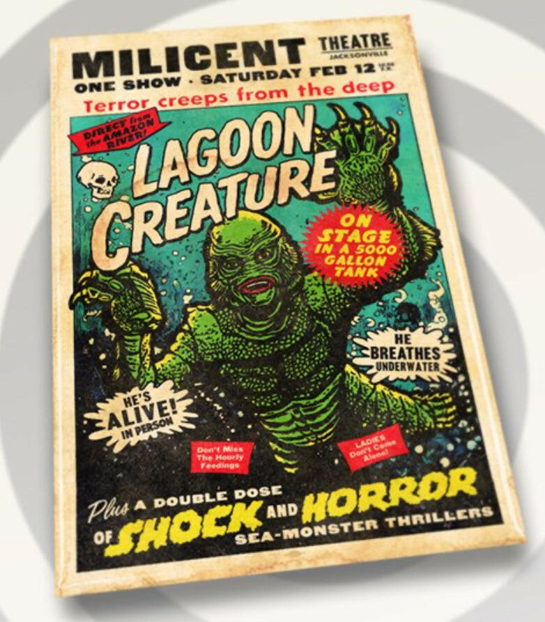 The Creature From The Black Lagoon Theatre Poster on a 2”x3” Metal Refrigerator Magnet..