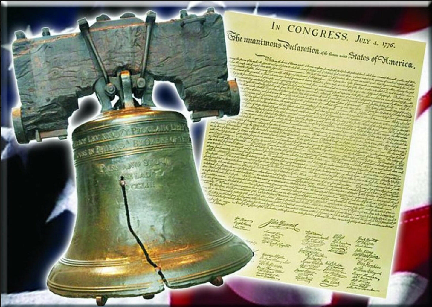 The Liberty Bell And The Declaration Of Independence. All On a 2.5”x 3.5” Metal Refrigerator Magnet.A Funny Magnet For Him or Her. Quality Metal Magnet With Glossy Finish And Strong Holding Power..