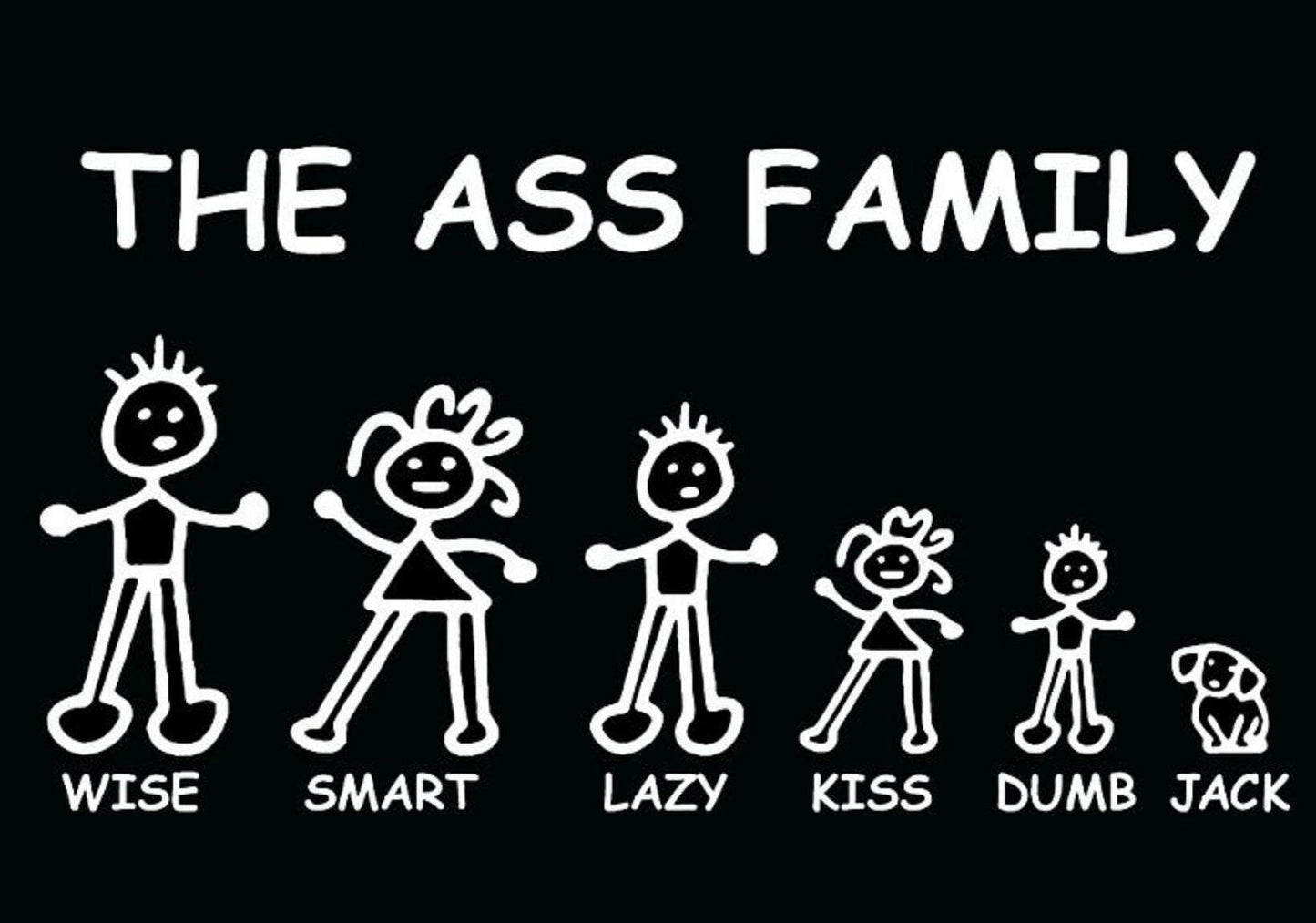 The Ass Family. All On a 2.5”x 3.5” Metal Refrigerator Magnet.A Funny Magnet For Him or Her. Quality Metal Magnet With Glossy Finish And Strong Holding Power..