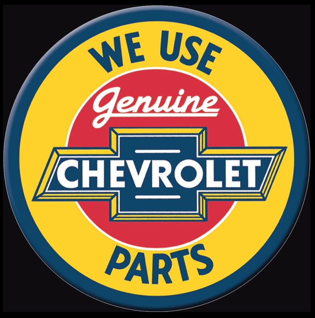 We Use Genuine Chevrolet Parts. On A 3” Round Metal Refrigerator Magnet.A Magnet For Him or Her.