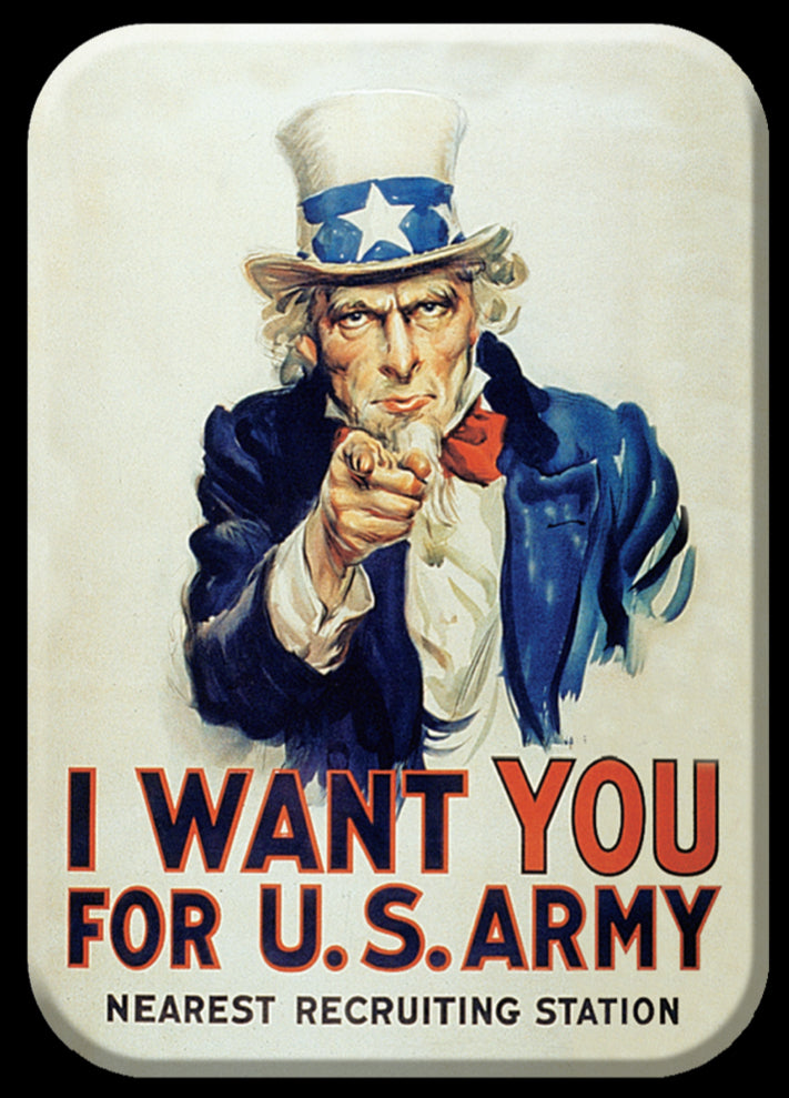 I Want You For The U.S Army,Uncle Sam Recruiting Poster. On A 2.5” x 3.5” Metal Refrigerator Magnet.A Magnet For Him or Her.
