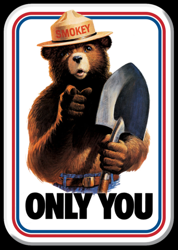 Smokey The Bear,Only You.On A 2.5” x 3.5” Metal Refrigerator Magnet.A Magnet For Him or Her.