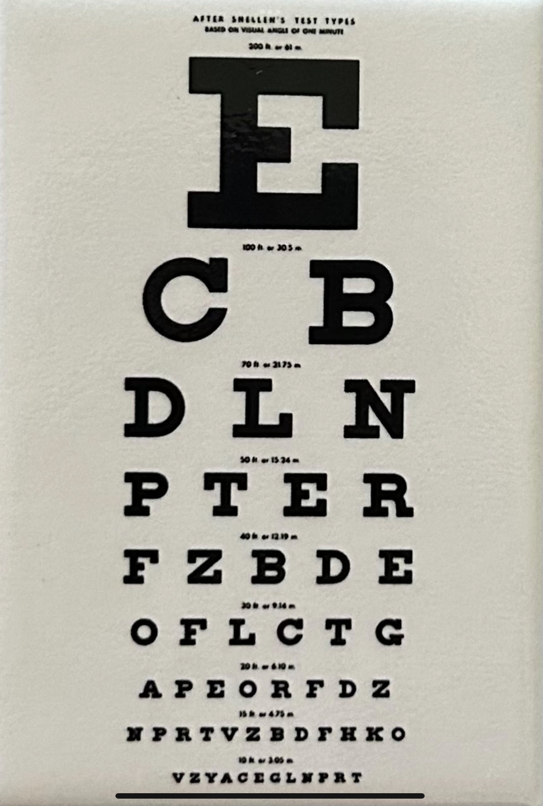 Eye Chart Novelty Sign On a 2”x3” Metal Refrigerator Magnet. Quality Glossy Finish With Strong Holding Power.