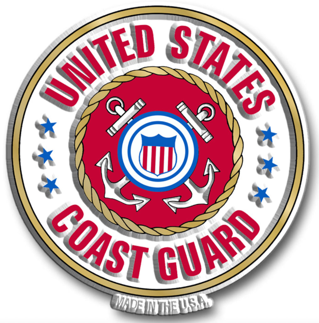U.S Coast Guard Rubber Magnet.It measures approximately 5 square inches with a thickness of 0.1”. A Great Gift for Any Veteran or Military Family Member.
