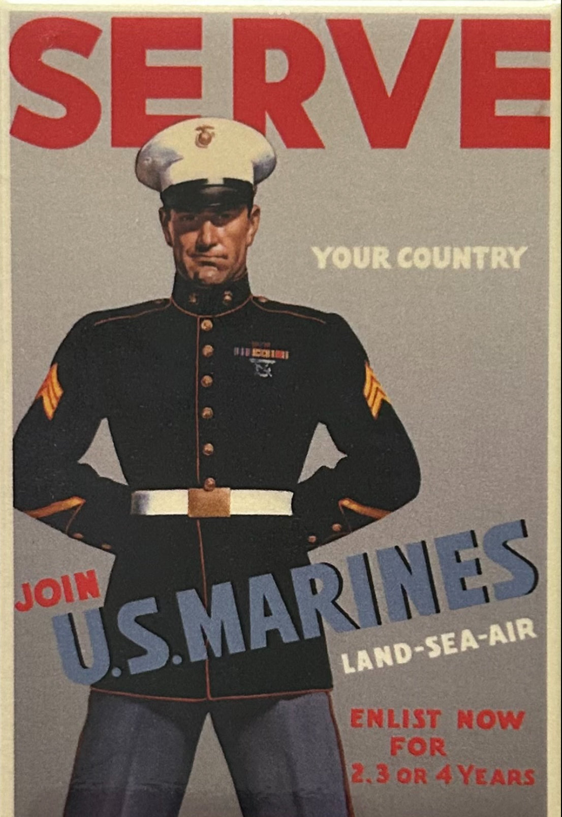 U.S Marines Recruitment Poster.On a 2”x3” Metal Refrigerator Magnet. Quality Glossy Finish With Strong Holding Power.