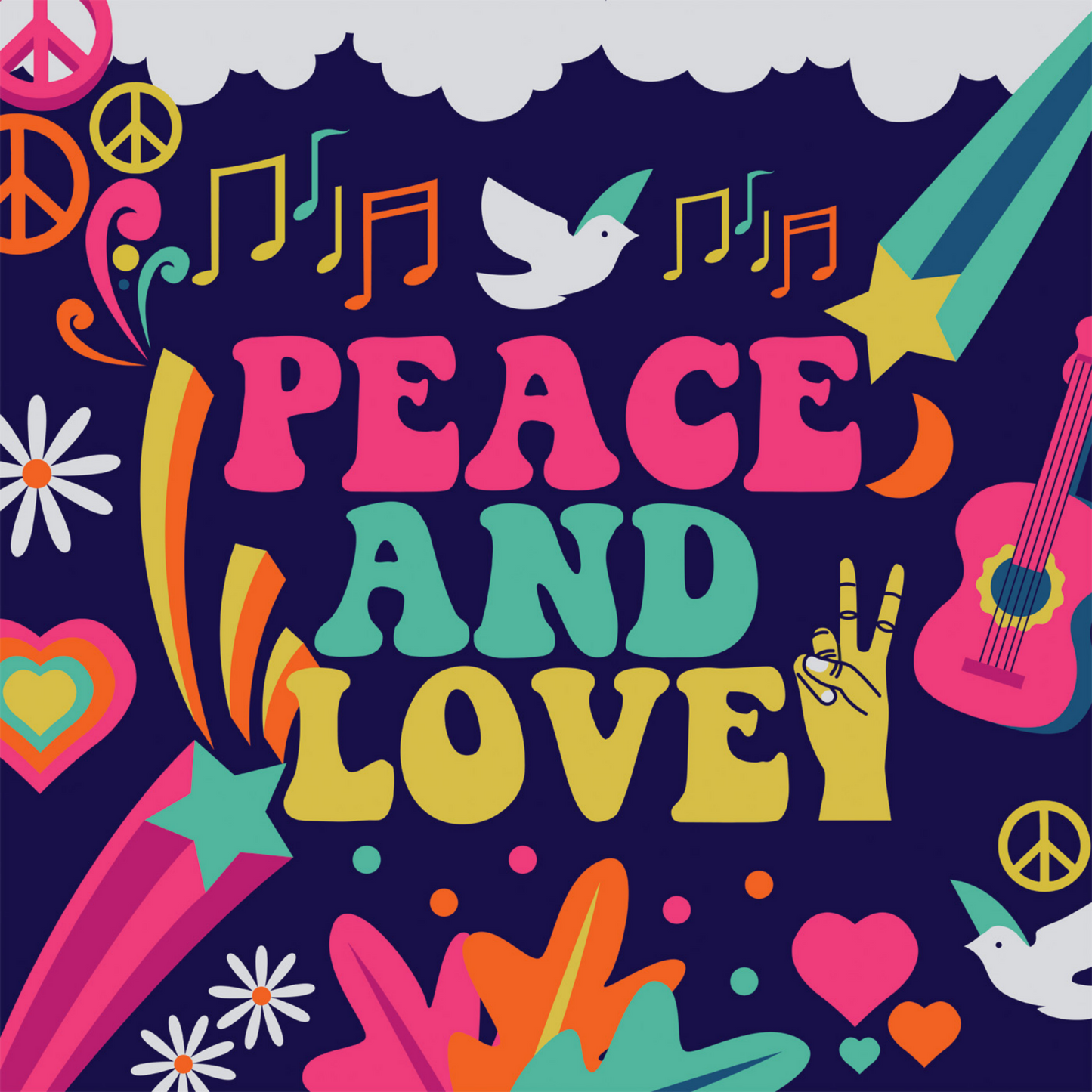 Peace And Love. On a 3” Square Metal Refrigerator Magnet.A Funny Magnet For Him or Her.