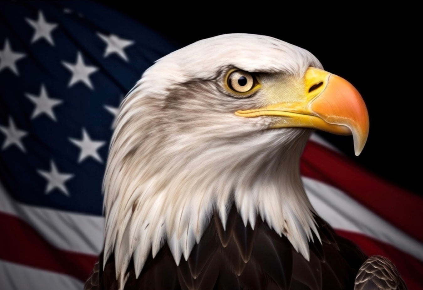 America’s 250th Anniversary,Bald Eagle and the American Flag. On a 2”x3” Metal Refrigerator Magnet.