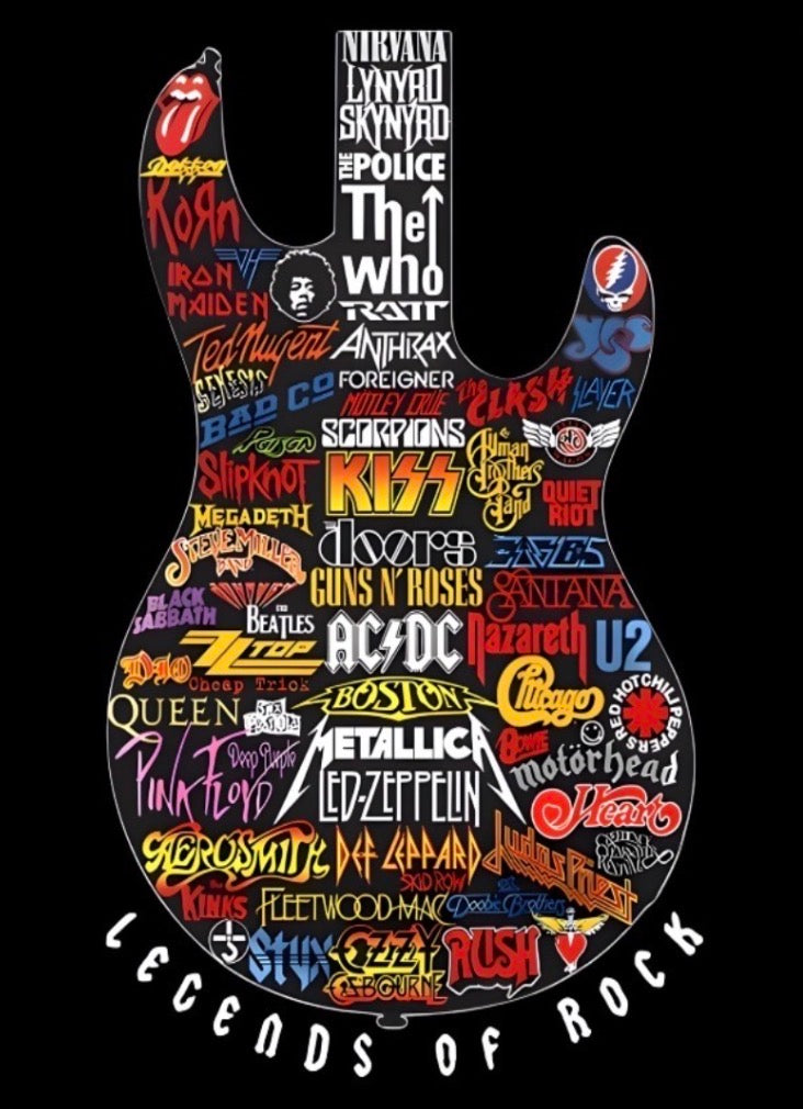 The Legends of Rock and Roll on a 3.5” x 2.5” Metal Magnet With Glossy Finish.