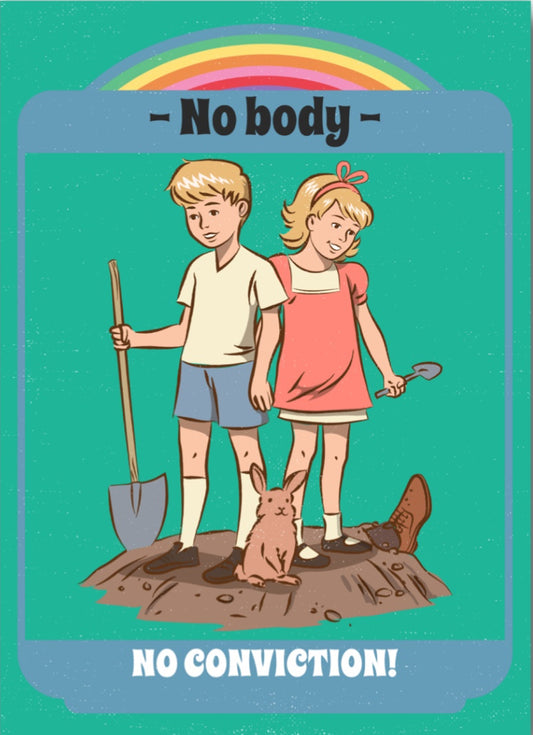 No Body No Conviction. On a 2.5”x 3.5” Metal Refrigerator Magnet.A Funny Magnet For Him or Her.