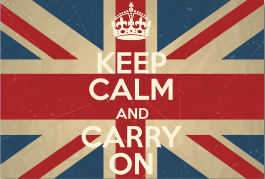 Keep Calm And Carry On.All On a 2”x3” Metal Refrigerator Magnet.