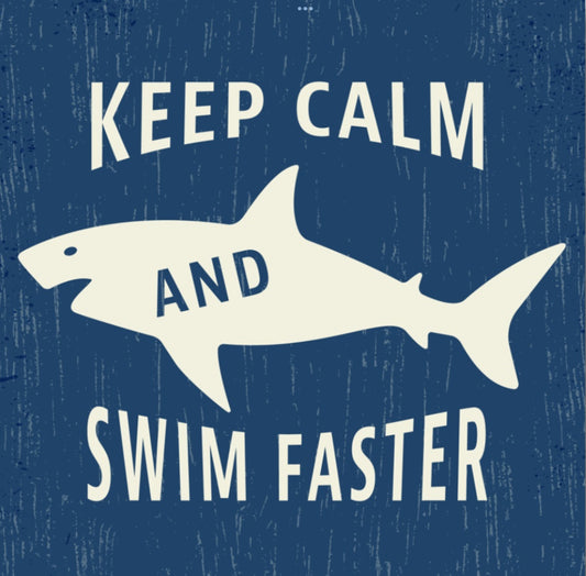 Keep Calm Swim Faster. On a 3” Square Metal Refrigerator Magnet.A Funny Magnet For Him or Her