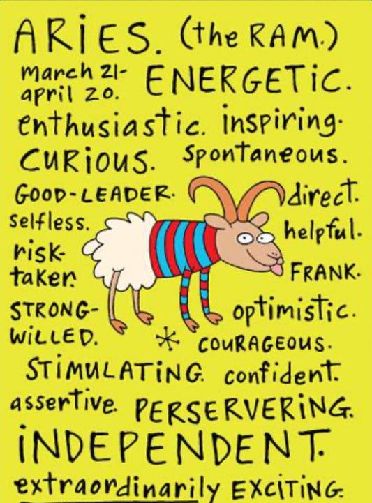 Funny Aries Zodiac Sign Mar 21-Apr 20. On a 2.5”x 3.5” Metal Refrigerator Magnet.