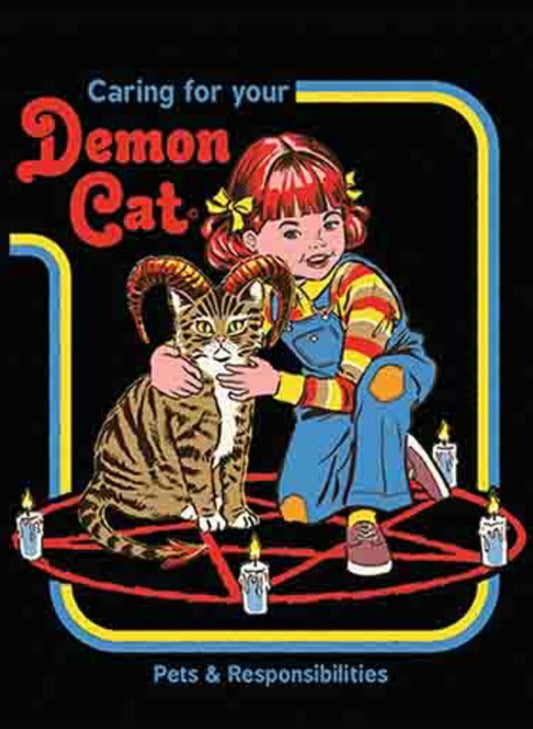 Caring For Your Demon Cat. All On a 2.5”x 3.5” Metal Refrigerator Magnet.A Funny Magnet For Him or Her.