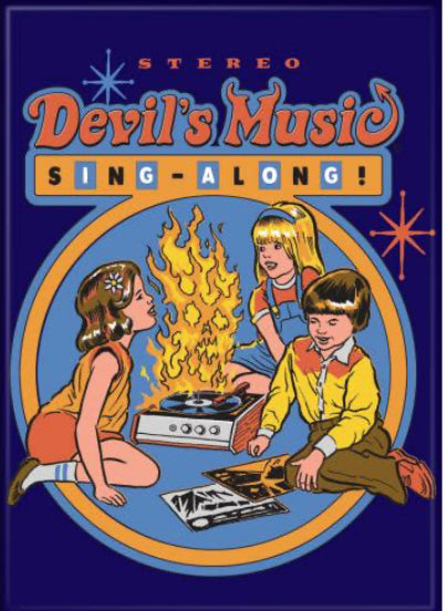 Devil’s Music Sing Along. On a 2.5”x 3.5” Metal Refrigerator Magnet.A Funny Magnet For Him or Her.