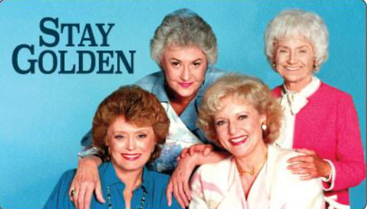 Stay Golden All On A 2”x3” Metal Refrigerator Magnet. Quality Glossy Finish With Strong Holding Power. A Great Gift For Him or Her. Makes For A Nice Addition To Your Fridge or Any Metal Surface.