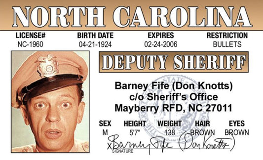 Barney Fife,Andy Griffith Show Drivers License. All On a 2.5”x 3.5” Metal Refrigerator Magnet.A Magnet For Him or Her.