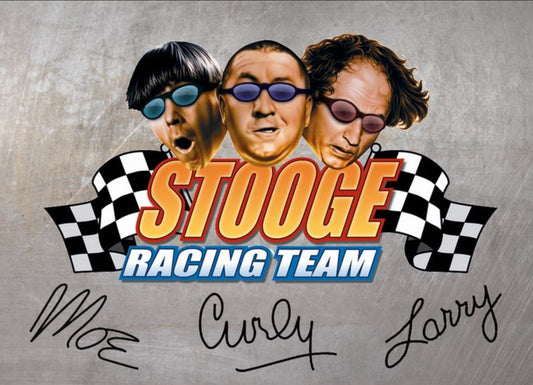 The Three Stooges Racing Team, Moe, Curly and Larry. All On a 2.5”x 3.5” Metal Refrigerator Magnet.A Funny Magnet For Him or Her. Quality Metal Magnet With Glossy Finish And Strong Holding Power.