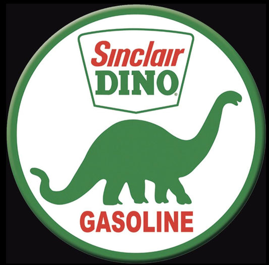 Sinclair Dino Gasoline 3” Round Metal Refrigerator Magnet.A Magnet For Him or Her.
