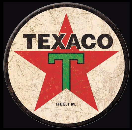 Texaco Gas Station. On A 3” Round Metal Refrigerator Magnet.A Magnet For Him or Her.