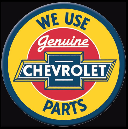 We Use Genuine Chevrolet Parts. On A 3” Round Metal Refrigerator Magnet.A Magnet For Him or Her.