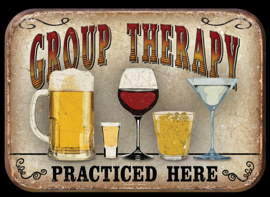 Group Therapy Practiced Here. On A 2.5” x 3.5” Metal Refrigerator Magnet.A Magnet For Him or Her.