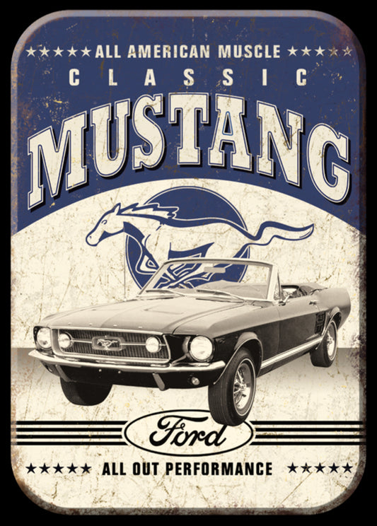 All American Muscle The Classic Mustang. On A 2.5” x 3.5” Metal Refrigerator Magnet.A Magnet For Him or Her.