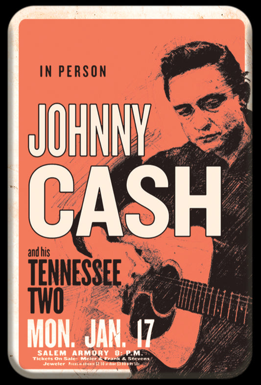 Johnny Cash In Concert. On A 2.5” x 3.5” Metal Refrigerator Magnet.A Magnet For Him or Her.
