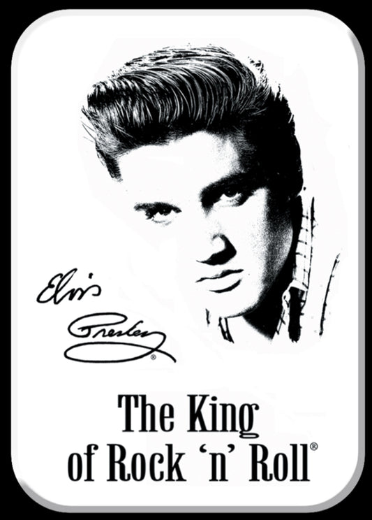 Elvis, The King Of Rock And Roll. On A 2.5” x 3.5” Metal Refrigerator Magnet.A Magnet For Him or Her.