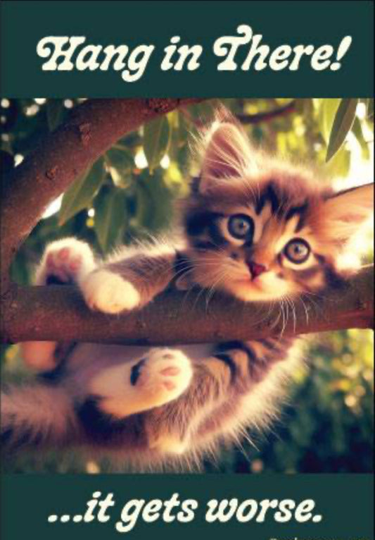 Hang In There.It Gets Worse. All On A 2”x3” Metal Refrigerator Magnet.