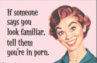 If Someone Says You Look Familiar,Tell Them You're In Porn. All On a 2”x3” Metal Refrigerator Magnet.
