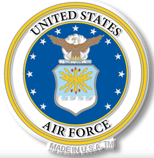 U.S Air Force Rubber Magnet.It measures approximately 5 square inches with a thickness of 0.1”. A Great Gift for Any Veteran or Military Family Member.