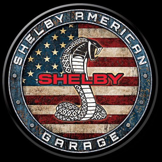 Shelby Garage, On A 3” Round Metal Refrigerator Magnet.A Magnet For Him or Her..