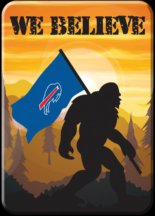 Buffalo Bills,We Believe. On A 2.5” x 3.5” Metal Refrigerator Magnet..