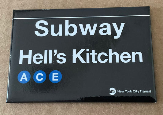 Hells’s Kitchen Station Subway Sign On a 2”x3” Metal Refrigerator Magnet..
