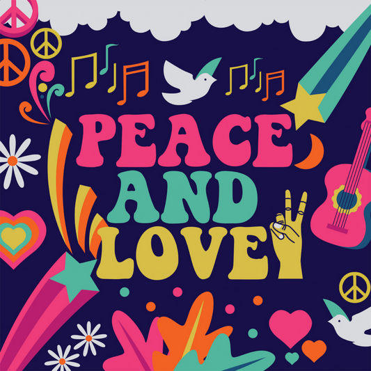 Peace And Love. On a 3” Square Metal Refrigerator Magnet.A Funny Magnet For Him or Her.