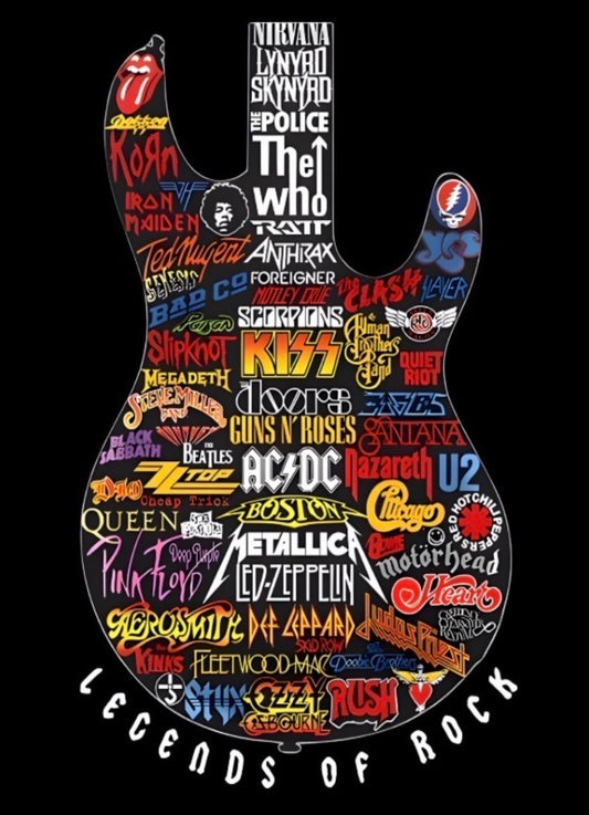 The Legends of Rock and Roll on  a 3.5” x 2.5” Metal Magnet With Glossy Finish.