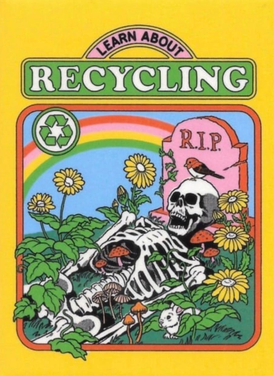 Learn About Recycling On a 2.5”x 3.5” Metal Refrigerator Magnet.