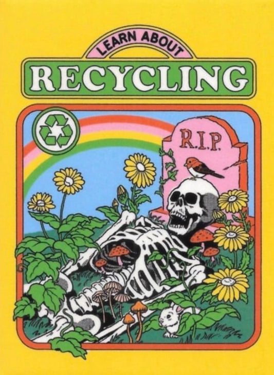 Learn About Recycling On a 2.5”x 3.5” Metal Refrigerator Magnet.