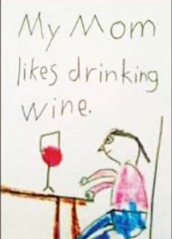 My Mom Likes Drinking Wine On a 2”x3” Metal Refrigerator Magnet.